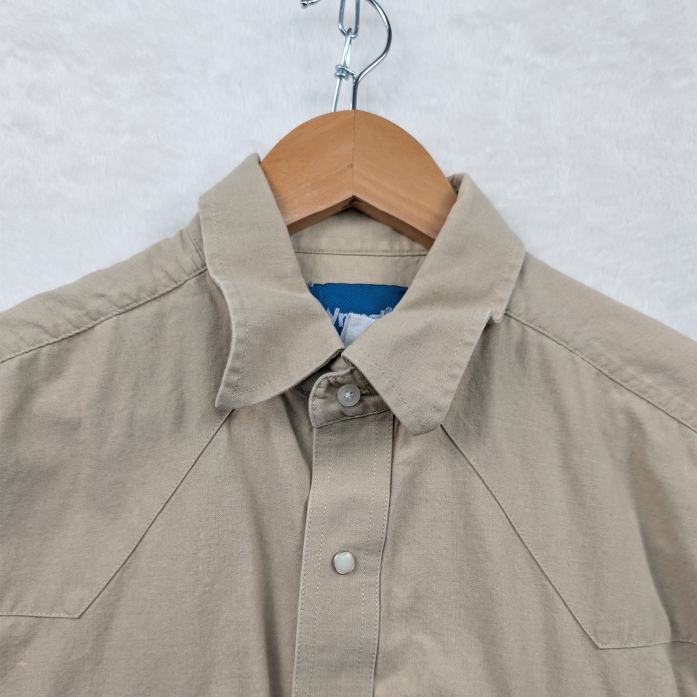 VTG Wrangler Shirt Men's XL Tan Aztec Button Down Western Pearl Snap Cowboy 90s - Picture 7 of 13